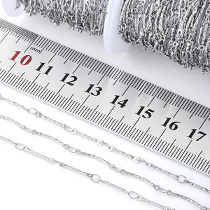 Catena a maglie in acciaio inossidabile argento goffrato per creazione di gioielli fai da te