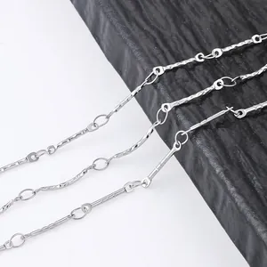Catena a maglie in acciaio inossidabile lucido e martellato per creazione gioielli DIY
