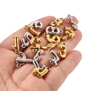 Polished stainless steel numeric pendants in gold and silver for DIY jewelry making
