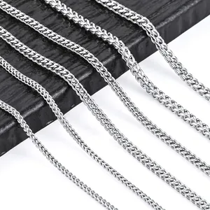 Stainless Steel Wheat Chain Chopin Chain Bulk Roll For DIY Necklace Bracelet Jewelry Making Accessories Silver Color