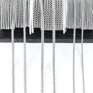Polished silver stainless steel wheat chain spools for DIY jewelry making and crafts