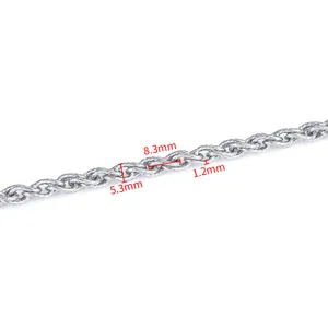 Chaîne torsadée double en acier inoxydable avec maillons de 8,3 mm par 5,3 mm de large