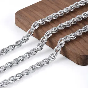 Chaîne Torsadée Gourmette Double Tissage en Acier Inoxydable pour DIY Fabrication de Bijoux Bracelet Collier