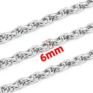 Gepolijste roestvrijstalen twist ketting 6mm voor hiphop kettingen en DIY armbanden