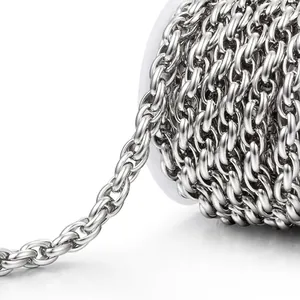 Gepolijste roestvrijstalen twist ketting op witte spoel voor DIY sieraden