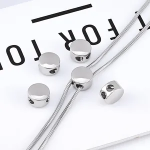 Polished stainless steel double hole slide beads on a silver snake chain for DIY jewelry