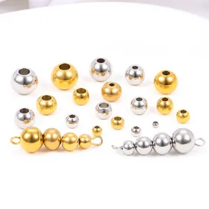 Cuentas espaciadoras de acero inoxidable en oro y plata para la creación de joyería DIY