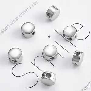 Polished silver stainless steel slider beads for DIY jewelry making and necklace cords