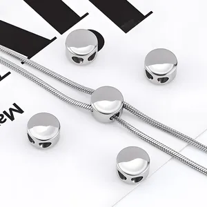 Polished stainless steel slider beads for snake chain bracelet and necklace DIY jewelry making