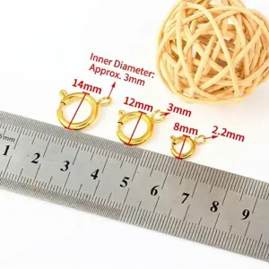 Comparaison de taille pour fermoirs à ressort en acier inoxydable doré 8mm 12mm 14mm