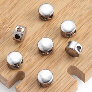 Polished stainless steel double-hole spacer beads for DIY jewelry and cords