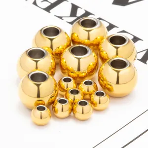 Cuentas espaciadoras de acero inoxidable dorado para creación de joyería artesanal