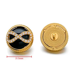 Golden 21.5mm infinity symbol pearl button for coats and luxury sewing accessories