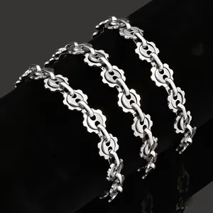 Edelstahl-Armband-Set im industriellen Zahnrad-Stil mit mechanischem Gliederketten-Design