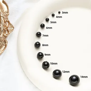 Glossy black ABS pearl beads from 3mm to 14mm for DIY jewelry making and crafts