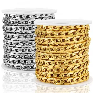 Stainless Steel Embossed NK Chain DIY Jewelry Making Supplies Cuban Link Gold Silver Plated Hip Hop Accessories Material