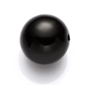 Single polished black ABS imitation pearl bead with hole for DIY jewelry making