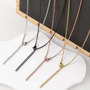 Collier en Acier Inoxydable Chaîne en O Croix Simple Chaîne Nue Polyvalente Ras du Cou pour Femmes Hommes Bijoux Unisexe