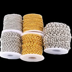 Durable titanium steel ball chain rolls in gold and silver for DIY jewelry making
