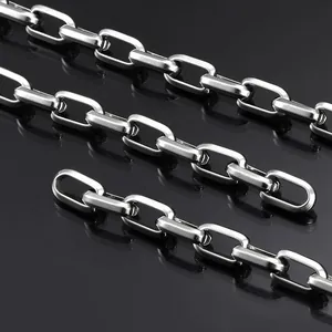 Polished silver stainless steel trapezoid chain for DIY necklace and bracelet crafting