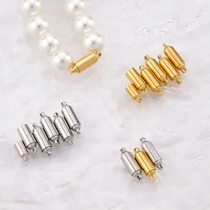 Stainless Steel Magnetic Clasps Cylinder Jewelry Connectors For DIY Necklace Bracelet Making Artificial Pearl Buckle End Finding Accessories