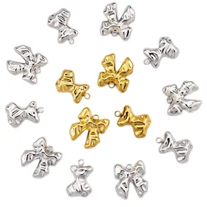 18k gold and silver stainless steel bow pendants for DIY jewelry making
