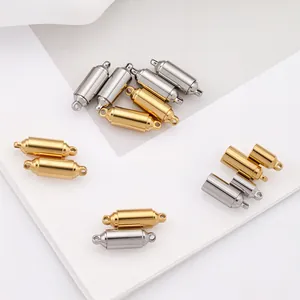 Polished gold and silver magnetic cylinder jewelry clasps for DIY necklace making