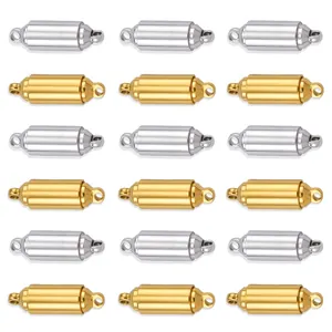 Cylindrical magnetic clasps for bracelets and necklaces in gold and silver stainless steel