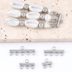 Stainless Steel Multi Row Slide Tube Clasps For Multi Strand Necklace Bracelet Jewelry Making DIY Connector Findings