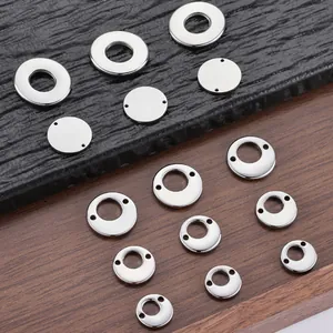 Polished Stainless Steel Double Hole Round Plate Pendant For DIY Necklace Bracelet Making Mirror Surface Engravable Metal Charm Findings