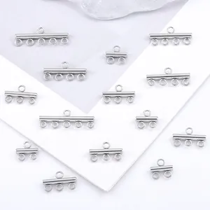 Silver stainless steel multi-hole spacer bar connectors for multi-layer DIY jewelry making