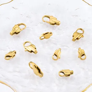 Polished gold stainless steel square spring clasps for DIY necklace and bracelet making
