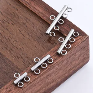 Polished stainless steel slide tube clasp connectors for 2 to 5 strand DIY jewelry making