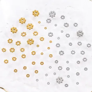 Λήψη macro από χρυσές 18k και ασημένιες ενδιάμεσες χάντρες για χειροποίητα κοσμήματα