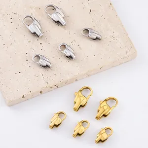 Polished stainless steel spring square clasps for DIY jewelry in gold and silver