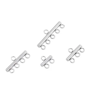 Polished stainless steel slide clasps in 2, 3, 4, and 5-hole sizes for multi-layer jewelry
