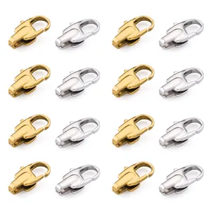 Set of 16 gold and silver stainless steel lobster clasps for DIY jewelry making