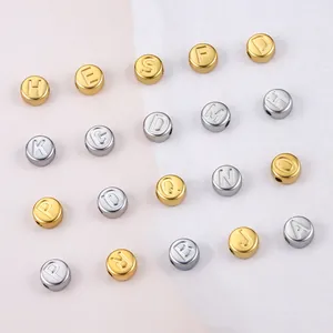 Polished stainless steel letter beads in gold and silver finish for DIY jewelry