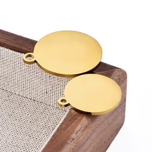 Mirror polished gold stainless steel round disc pendants for DIY jewelry making