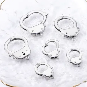 Polished stainless steel handcuff charms in six sizes for DIY jewelry making and crafts