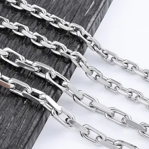 Chaîne à Maillons Ovales en Acier Inoxydable pour DIY Fabrication Bijoux Poli Durable Chaîne Métal pour Collier Bracelet Sac
