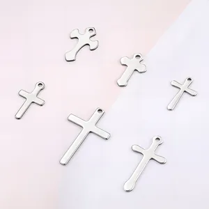 Colgantes de Cruz de Acero Inoxidable para Fabricación de Joyería DIY Collares Pulseras Pendientes Hipoalergénico Plata Pulida Dijes Religiosos