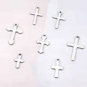 Polished stainless steel cross charms in various sizes for DIY necklace and earring making