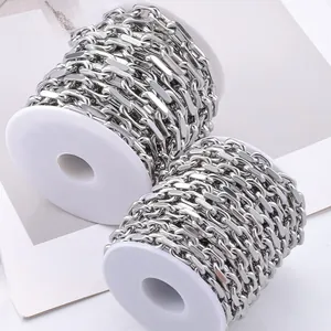 Rouleaux de chaînes à maillons en acier inoxydable poli pour bijoux et sacs DIY