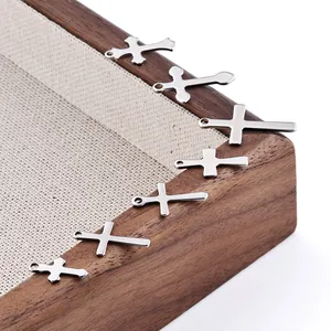Polished stainless steel cross charms in various designs for DIY jewelry making