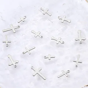 Polished silver stainless steel cross pendants in various shapes for DIY jewelry making