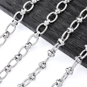 Chaîne à maillons ovales en acier inoxydable poli pour colliers et bracelets DIY bijoux