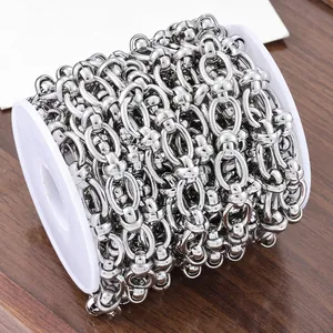 Chaîne à maillons ovales en acier inoxydable argenté sur bobine pour bijoux DIY