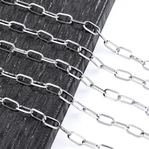 Polished silver stainless steel paperclip chain necklace for DIY jewelry making