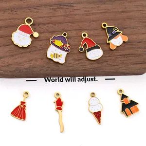 Set van 8 Halloween-bedeltjes van roestvrij staal met emaille voor DIY-sieraden maken